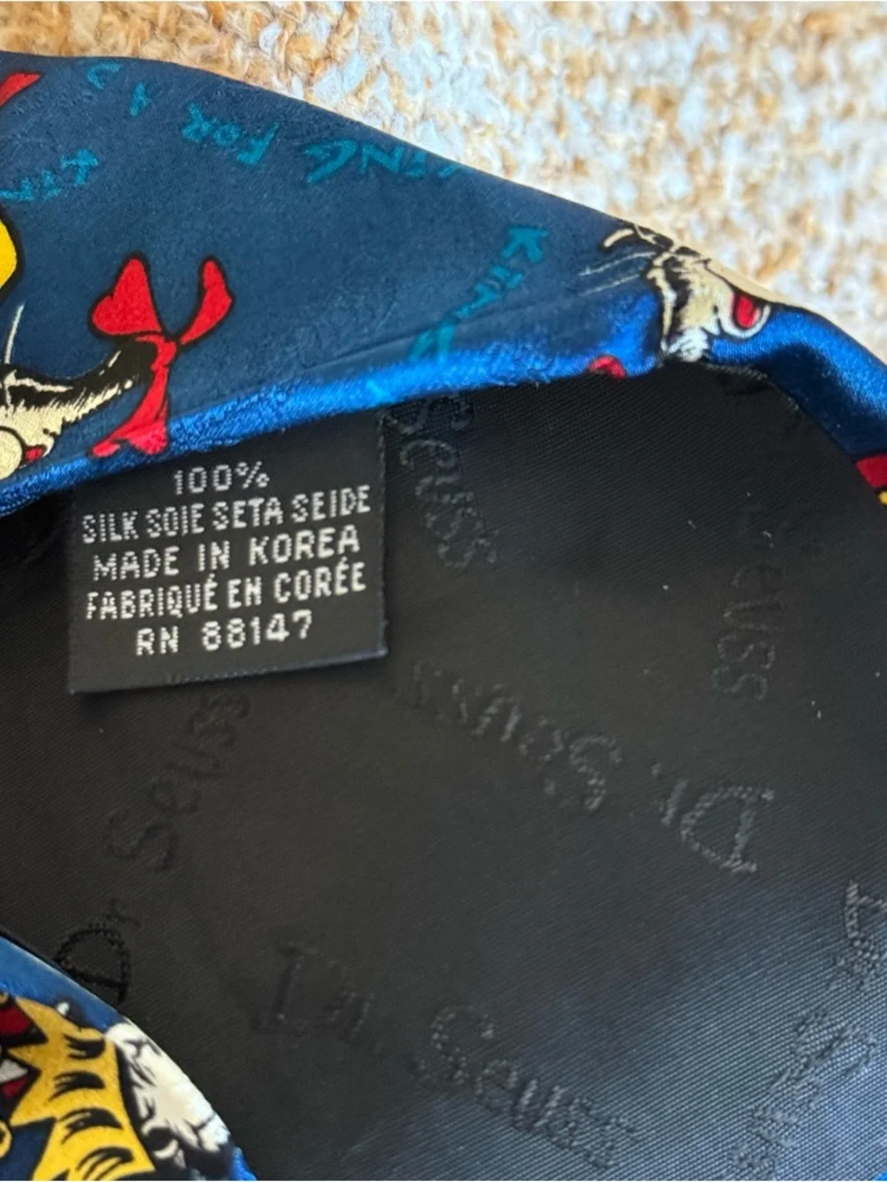 Vintage Dr. Suess Necktie 100%‎ Silk “King For A Day” Pattern Tie Cat In The Hat